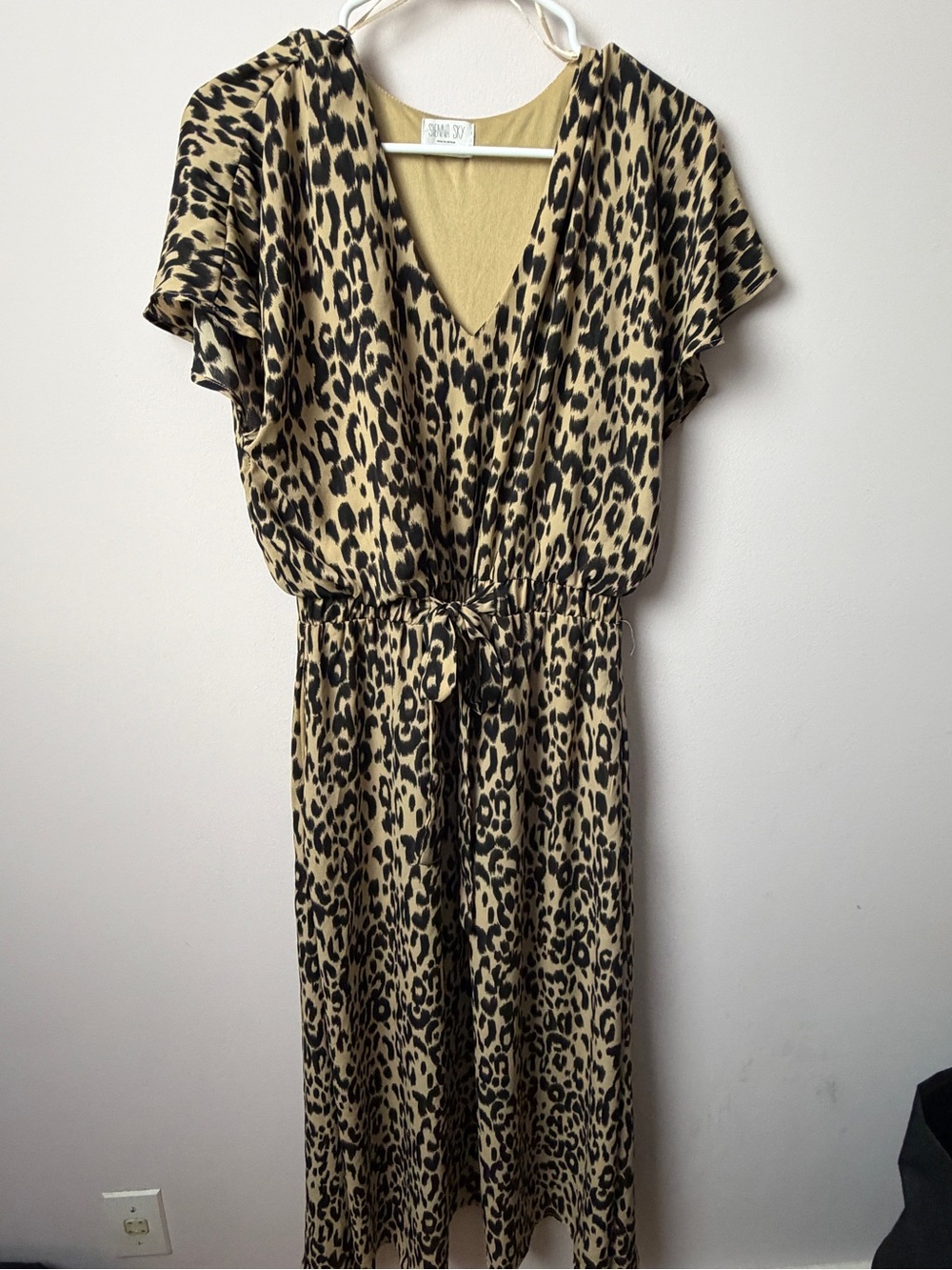 Sienna Sky Tan and Black Leopard Print Maxi Dress